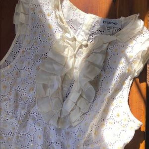 Bebe off white sheer blouse